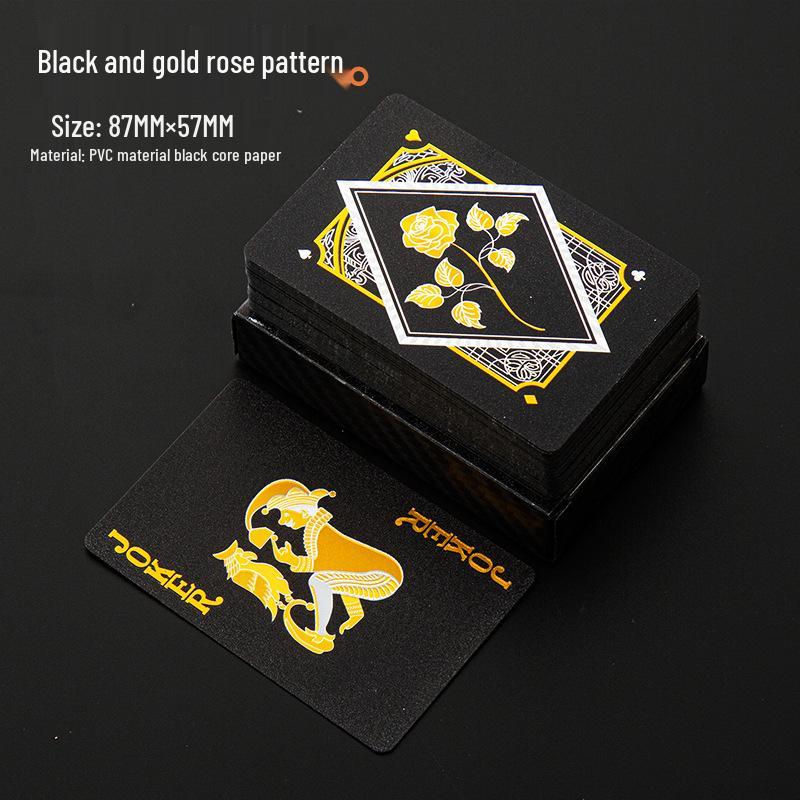 

Позолочені чорні ПВХ гральні карти: Водонепроникний, Стійкий до зминання, Зносостійкий, Брудовідштовхувальний, Можна прати. 100