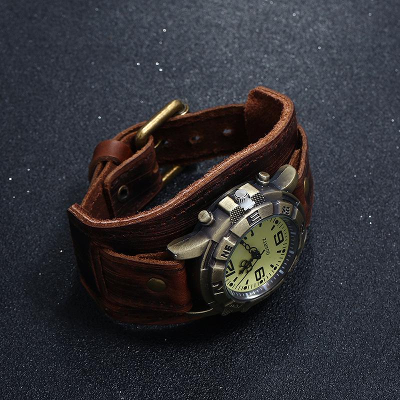 Unisex Punk Retro Leather Watch Bracelet – Versatile Fashion Hip Hop Style