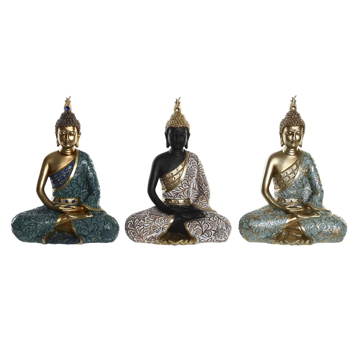 

Декоративная статуэтка DKD Home Decor Черный Буда Бирюзовый Зеленый Восточный 20 x 11 x 27 см (3 куска)