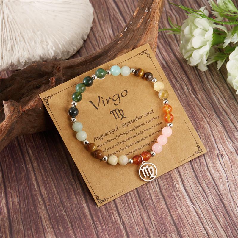 Twelve Constellation Beaded Bracelet With Natural Stones For Women Gift Ideas