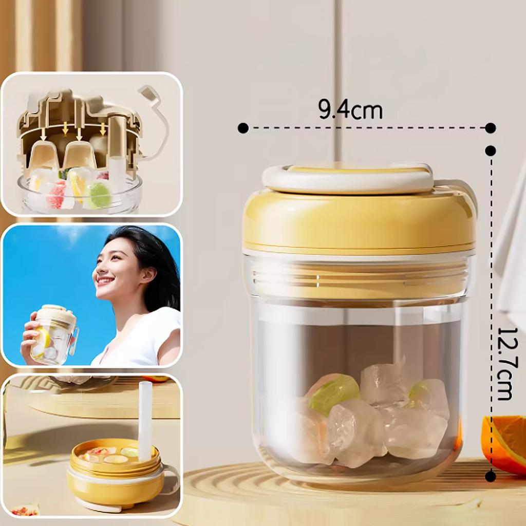 2-In-1 Ice Cube Water Bottle Portable Ice Maker Kettle Whiskey Ice Cream Ice Mold Cooler Cup Outdoor Fitness Drink Tool