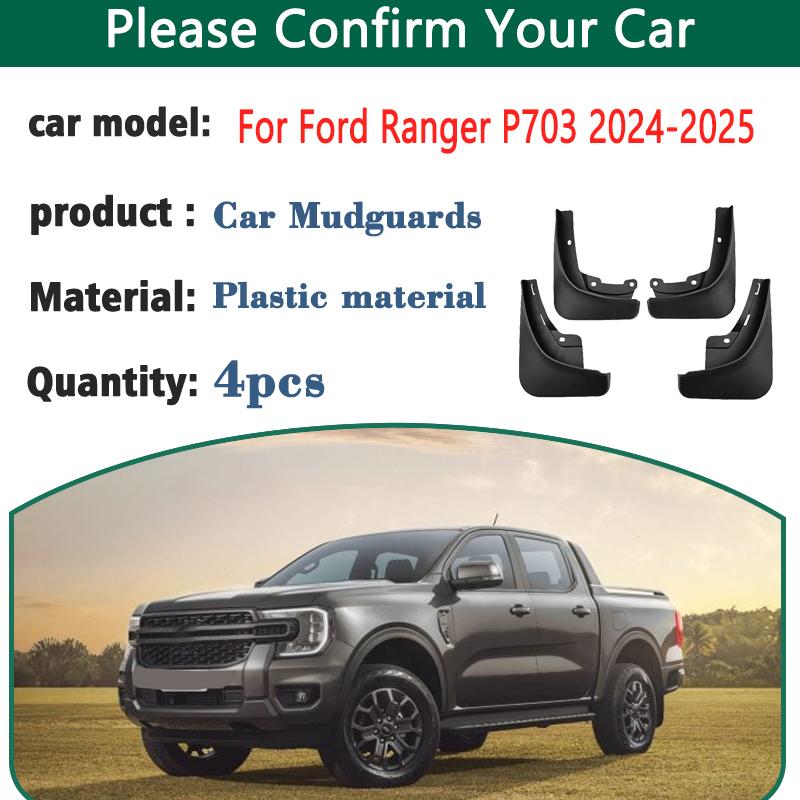 For Ford Ranger P703 Accessories n version 2024 2025 Mudguard 4x Splash Guard Rubber Front Rear Splash-proof Fender