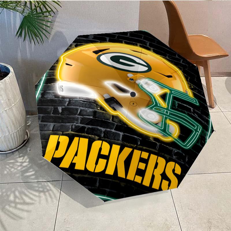 Green Bay Packers Logo Umbrella - Automatic Open/Close, Compact 8-Rib Lightweight Umbrella Essential for outdoorPicnic Accessory Fan Gifts