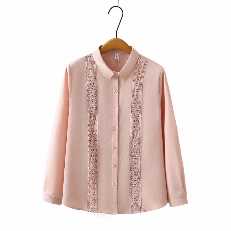 

Plus Size Women s Lace Lapel Cardigan - Versatile Slimming Spring Top for Chubby Girls 4XL розовый