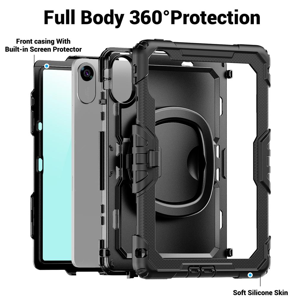 Heavy Duty Rugged Protective Case 360° Rotating Kickstand & Handle Grip,Shoulder Strap For Xiaomi Redmi Pad 2 11 Inch