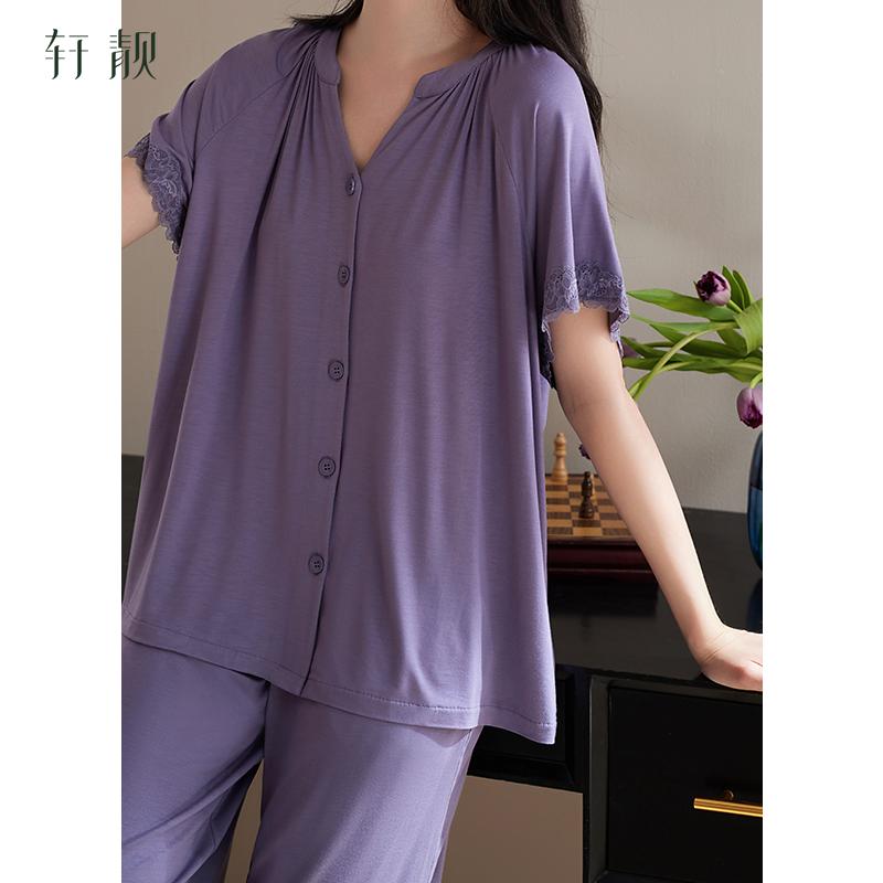 Xuan Liang Soft Pajama Women's Summer Thin Modal Short Sleeve Seven Leg Pants Ice Silk Cool Large Home Furnishing Set