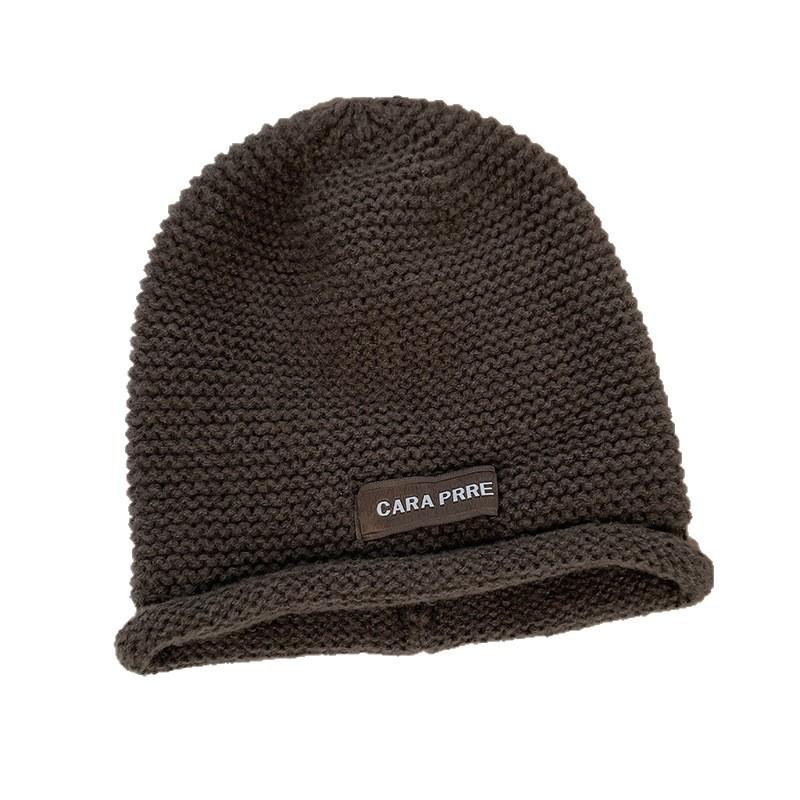 Autumn and Winter Versatile Big Head Circumference Pile Hat Showing Face Small Ear Protection Warm and Cold Hat Korean Style Letter Knitted Hat