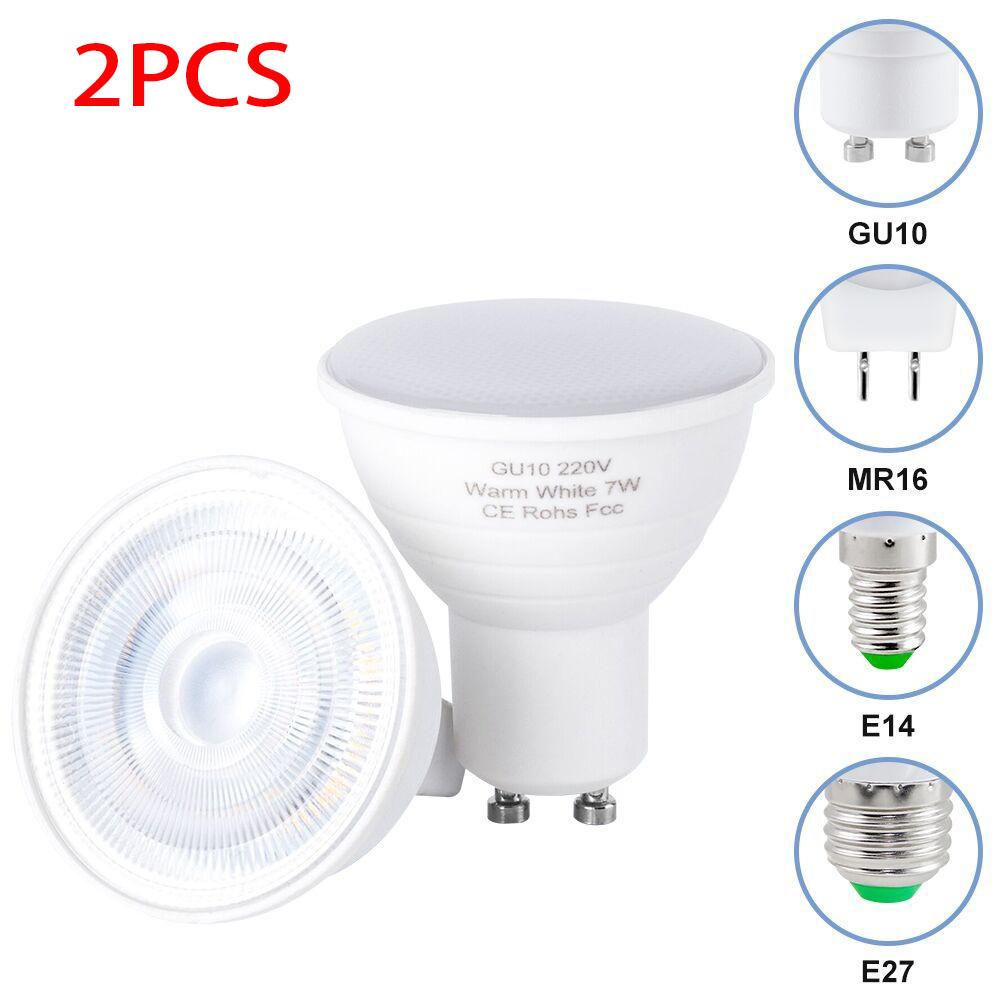 2Pcs MR16 GU10 E27 E14 Lampada LED Bulb 5W/ 7W 220V Bombilla LED Lamp Spotlight Lampara LED Spot Light 120 Degree Cold/Warm White