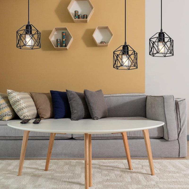 Vintage Pendant Lamp 3 head Hanging Lamp Ceiling Chandelier Metal Shade E27 Black, suitable for living room, dining room