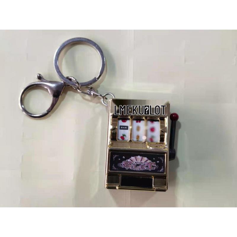 Mini Cartoon Fruit Slot Machine Keychain: Playable, Spinning, Rocking Toy Game