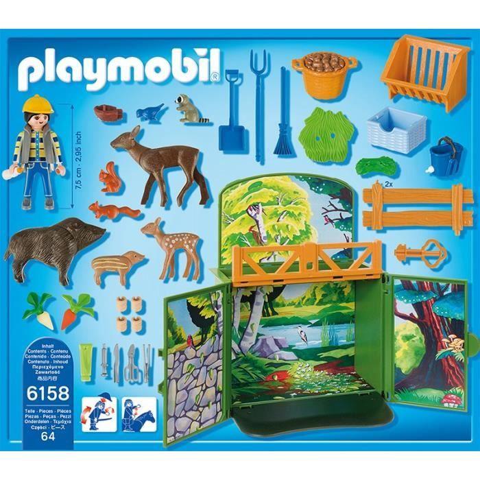 PLAYMOBIL - Coffre Enclos des Animaux de la Forêt avec Soigneur - Country - Mixte - A partir de 4 ans