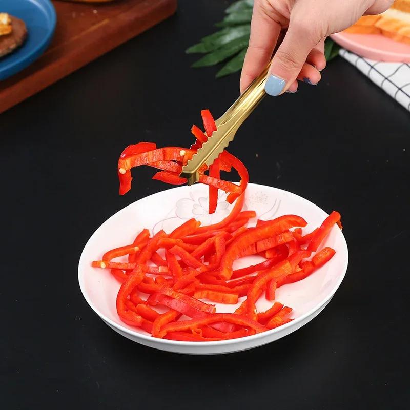 Dropshipping Stainless Steel Non-stick Kitchen BBQ Tongs Smart Grill Meat Food Clip Cooking Clamp Gold/Silver Accessories