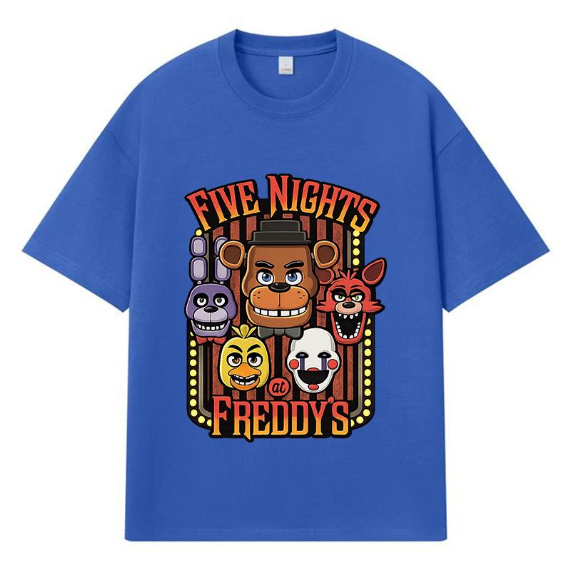 

2026 Five Nights at Freddy s Принтована Графічна Y2k Харадзюку Вуличний одяг 100% Бавовна Футболка Повсякденна Оверсайз Літня Чоловіча Футболка XXXL синій