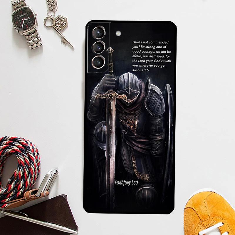 Christian Templar Knights Case For Samsung Galaxy S24 Ultra S20 S21 S22 S23 Plus S9 S10 S24 FE S25 Ultra Cover Coque