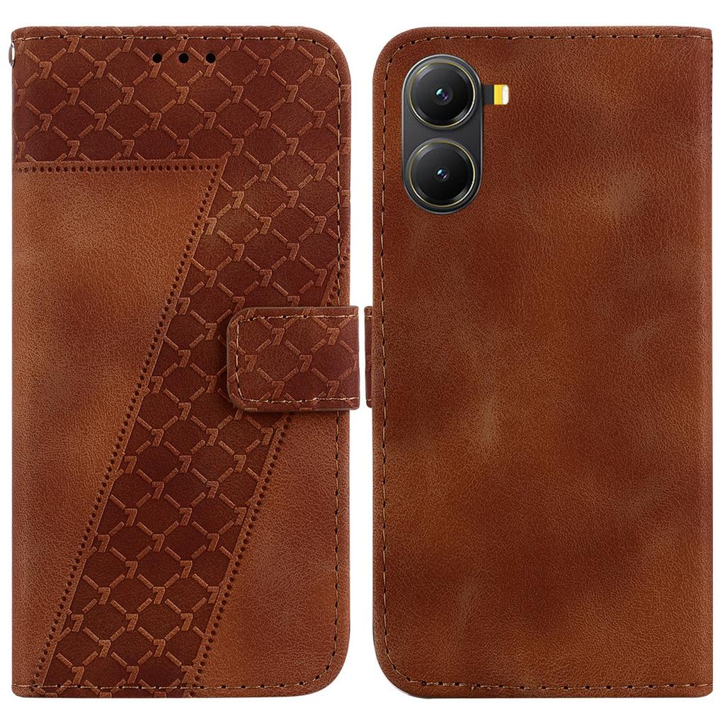 For Xiaomi Poco X7 Pro 5G/Redmi Turbo 4 5G Stand Case 7-Shaped Pattern Imprint Leather Phone Cover