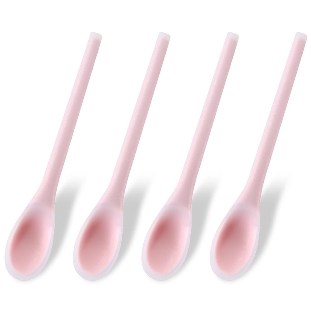 4Pcs Heat-resistant Silicone Mixing Spoon Nonstick Kitchen Cooking Spoon Baking Spoon for Cooking Stirring Mixing and Serving