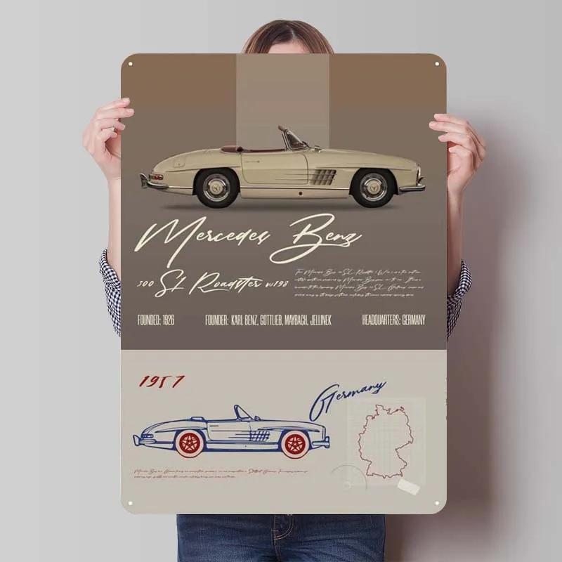 Sign Cars Poster Home Decoration Living Room Retro Metal Tin Sign Plaque for Garage Wall Art Decoration Interior