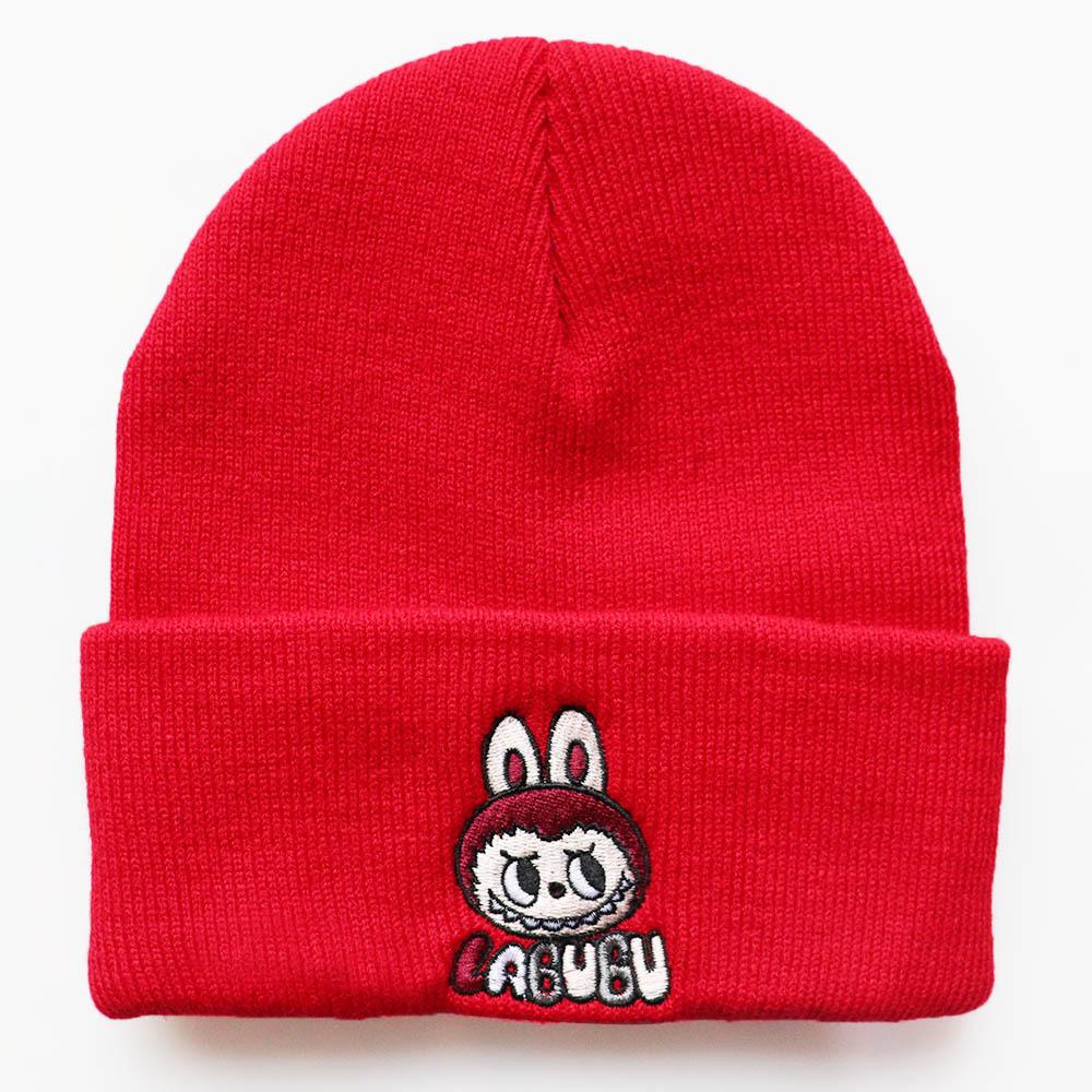 Autumn and winter trendy cartoon knitted hats for men and women labubu Embroidered student knit hat, warm hat