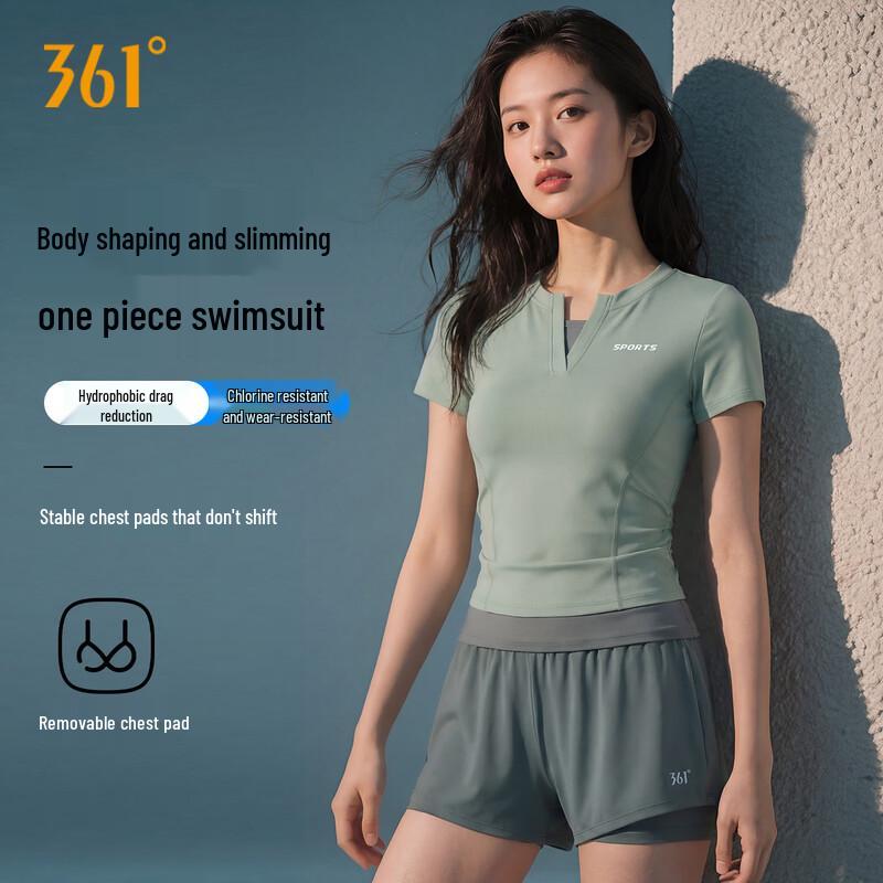 361° Women s Two-Piece Conservative Short Sleeve Swimsuit L