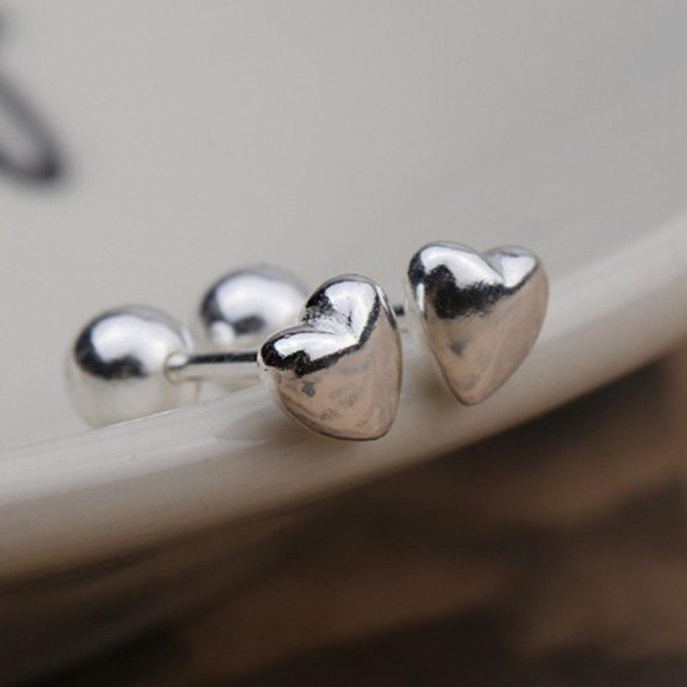 [Aslit] Silver 925 Mini Heart Ear Piercing Earrings