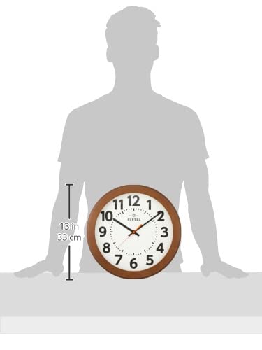 Suntel SQ06-BR Braune Wanduhr, 330 x 45mm, Klares Zifferblattmuster, Wanduhr mit Holzrahmen (Braun)