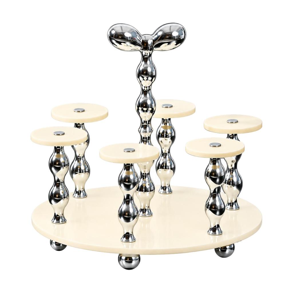 Acrylic Cup Rack with Round Base Space-Saving Chrome-Finish