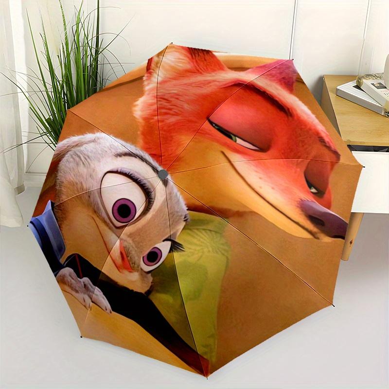 

Cartoon Zootopia Nick & Judy Automatic Folding Umbrella - 3 Folding Design, Vivid Cartoon Pattern, Suitable for Outdoor Activities, A Gift f