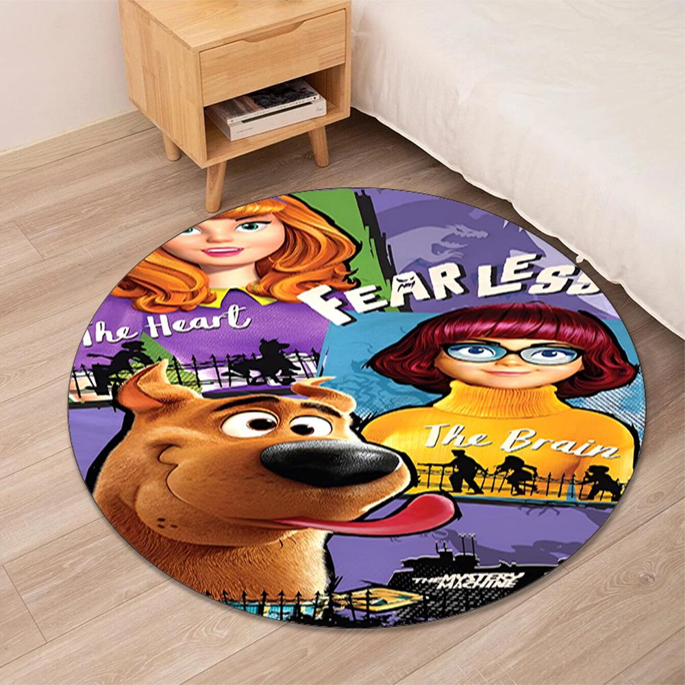 Scooby-Doo Printed Round Rug Carpet Chair Rug Area Rug Entryway Doormats,for Office Chair Living Room Bedroom Kitchen Room.