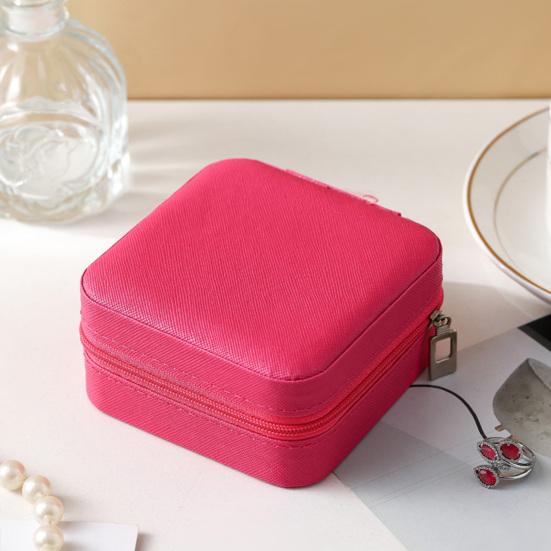 Mini Jewelry Storage Box, PU Leather Compact Jewelry Organizer, Soft Velvet Shockproof Jewelry Case for Rings Earrings