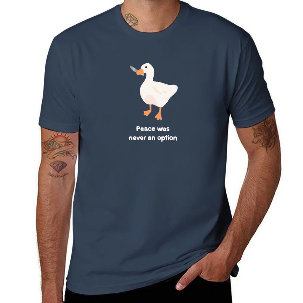 Knife Goose Peace Was Never An Option Tshirt Basic Tee Shirt For Everyday Outfit