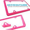 BGGTMO Pink License Plate Frames- Metal Aluminum Car Tag Cover, 2 Pack Slim Front & Rear Holders For US Vehicles, Rust/Rattle Proof, Cute Car
