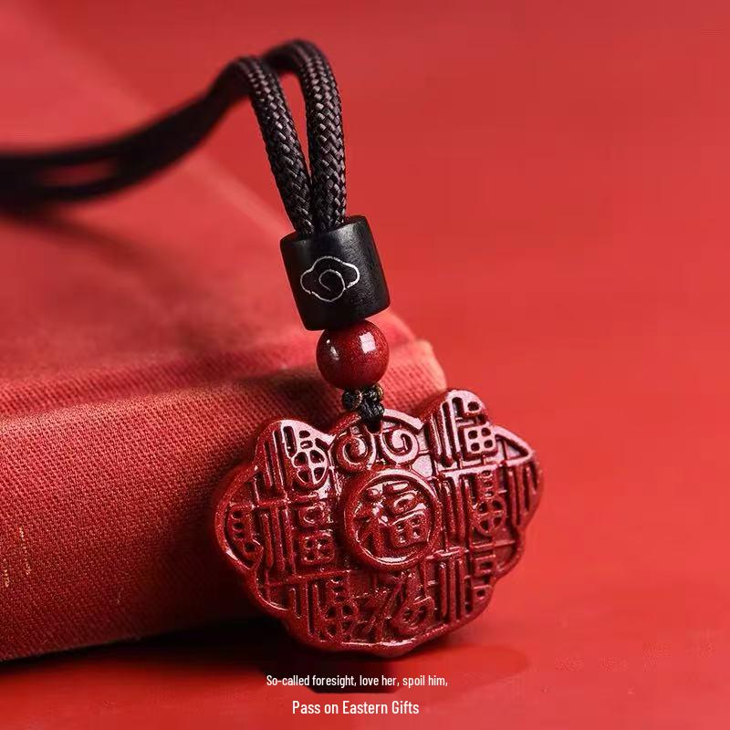 Guizhou Wanshan Zinnober Ruyi Schloss Anhänger Halskette - Unisex Lila Gold Sand Amulett Schmuck