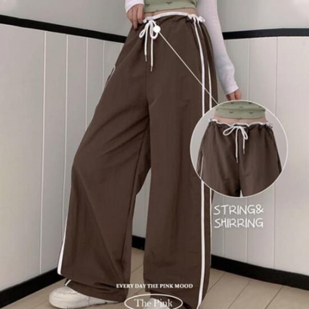 The Pink Meto Basurak String Track Wide Nylon Pants