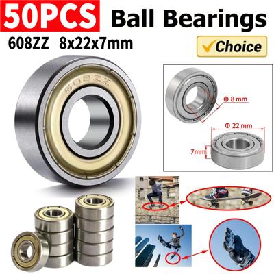 10Pcs 608ZZ Deep Groove Ball Bearing Double Shield Skateboard Ball Bearings 8x22x7mm for Skateboards Inline Skates Scooters