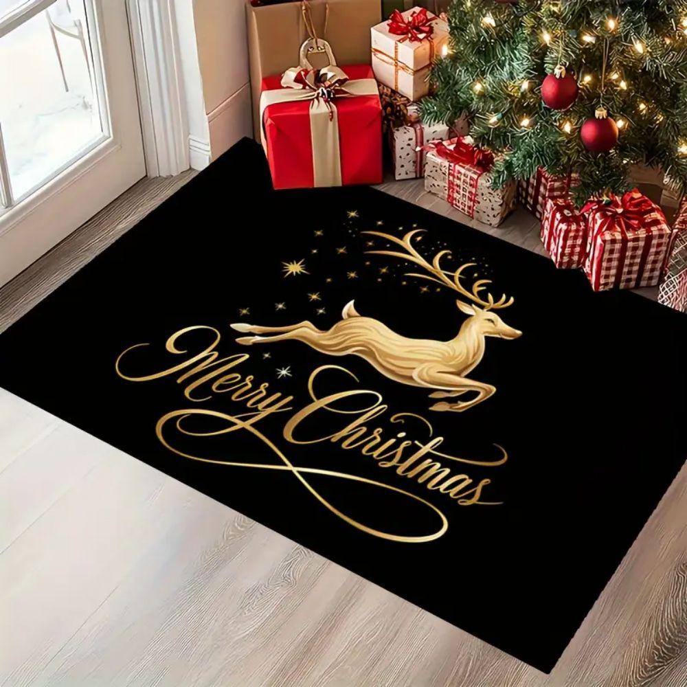 New Christmas Reindeer Welcome Floor Mat for Indoor and Outdoor Entrance Area - Holiday Home Decoration