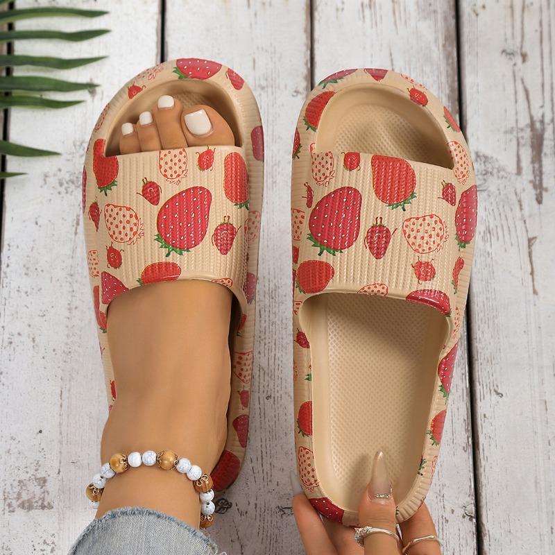 Ladies' Fashionable EVA Slippers with Leopard Print Ladies' Thick Soled Cloud Slippers for Vacation Beach Dormitory Plus Size Women's Shoes