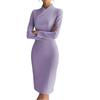 Women's Fashionable  Solid-Colour Long-Sleeved Turtleneck Slim-Fit Pencil Dress