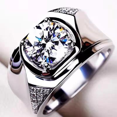 Anello Moissanite Anello da uomo con diamante da 1 carato Atmosfera di personalità Anello da uomo ampio per affari