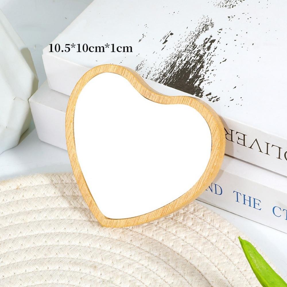 1Pcs Simple Wooden Portable Mirror Mini Small Makeup Mirrors Female Hand-held Beauty Tool Round mirror Make Up Tools