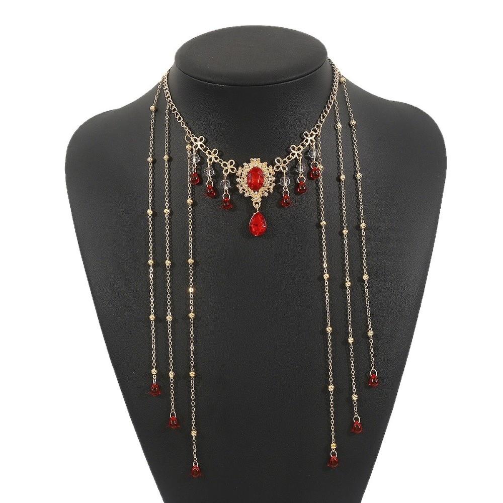 Sparkling Rhinestone Necklace Tassel Chain Shiny Choker Exquisite Clavicle Chain Women