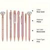 8pcs Rose Golden Ballpoint Pen Set - Stylish Metal Pens with Crystal Accents - Perfect for Students, Office, Gifts, Luxury Pen