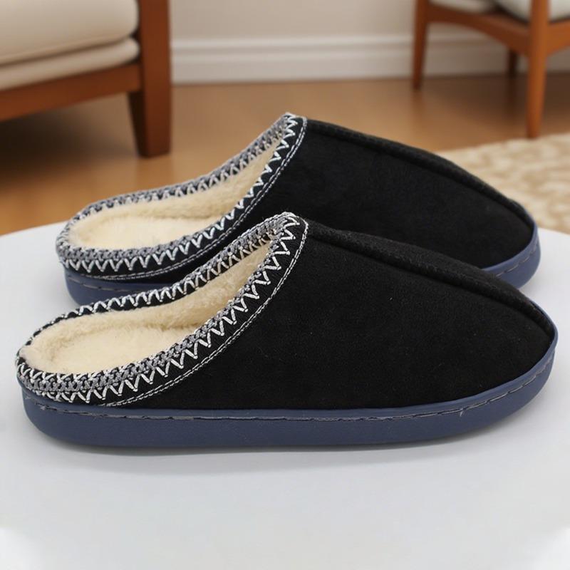 Winter wear suede couple cotton slippers thick bottom warm non-slip home indoor new hair drag men and women