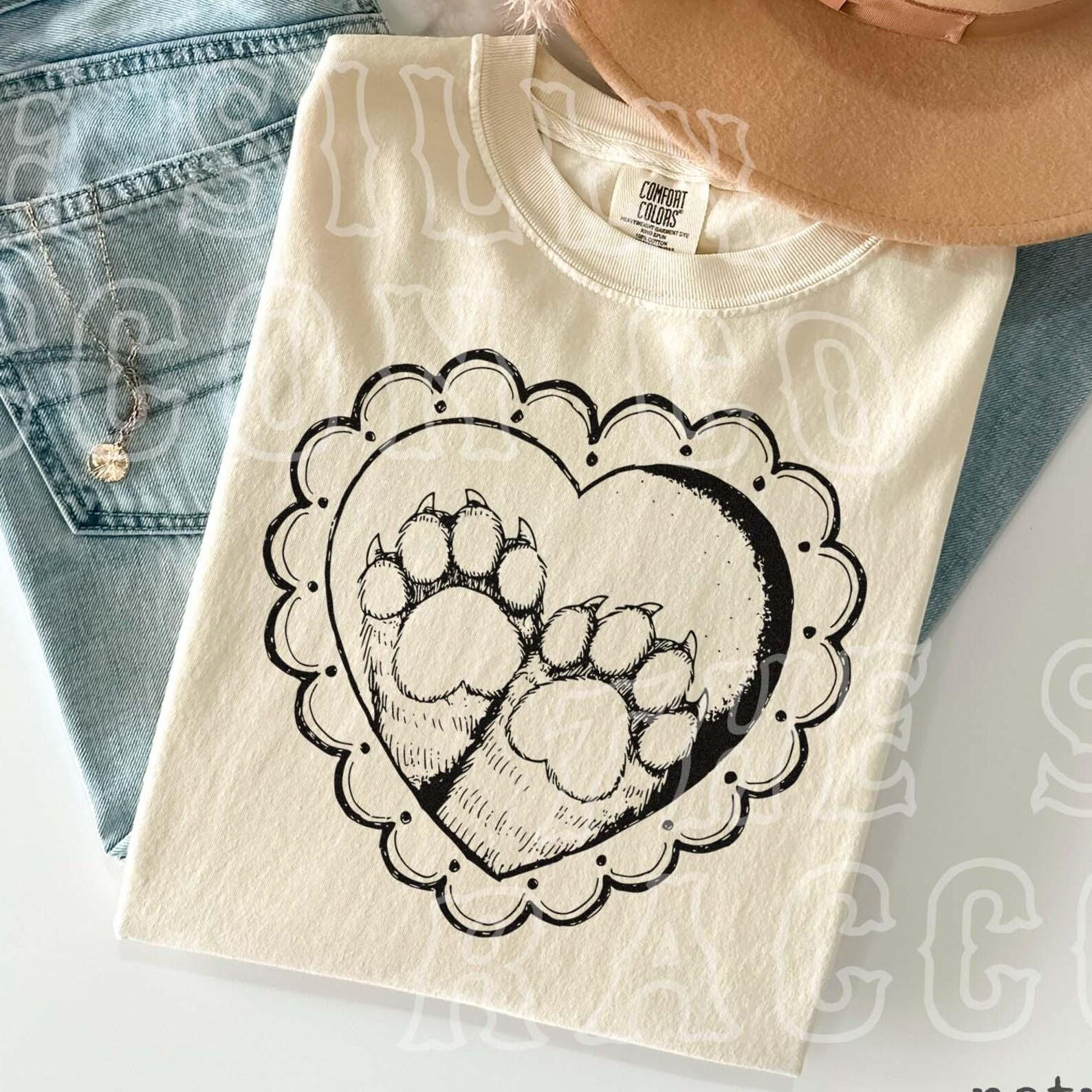 Cat Paw Shirt, Cat Lover Tee, Cute Paw Print Graphic, Cottagecore Pet Mom T-Shirt for Cat Moms S