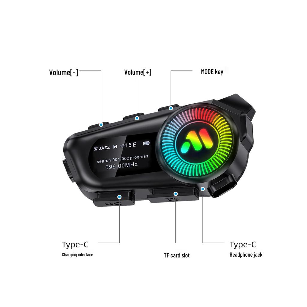 R1 Bluetooth Helmet Earphone: Waterproof, Dustproof, Long Battery Life, Display, Noise-Cancelling for Motorcycles