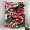 Pink Flowers and Blue Butterflies Patterned tapestry for bedroom and living room home decor