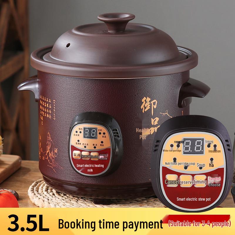 In Stock Fully Automatic Electric Stew Pot: 2.5-6L Ceramic Multi-functional Clay Pot for Soups, Porridge, and Health Cooking
