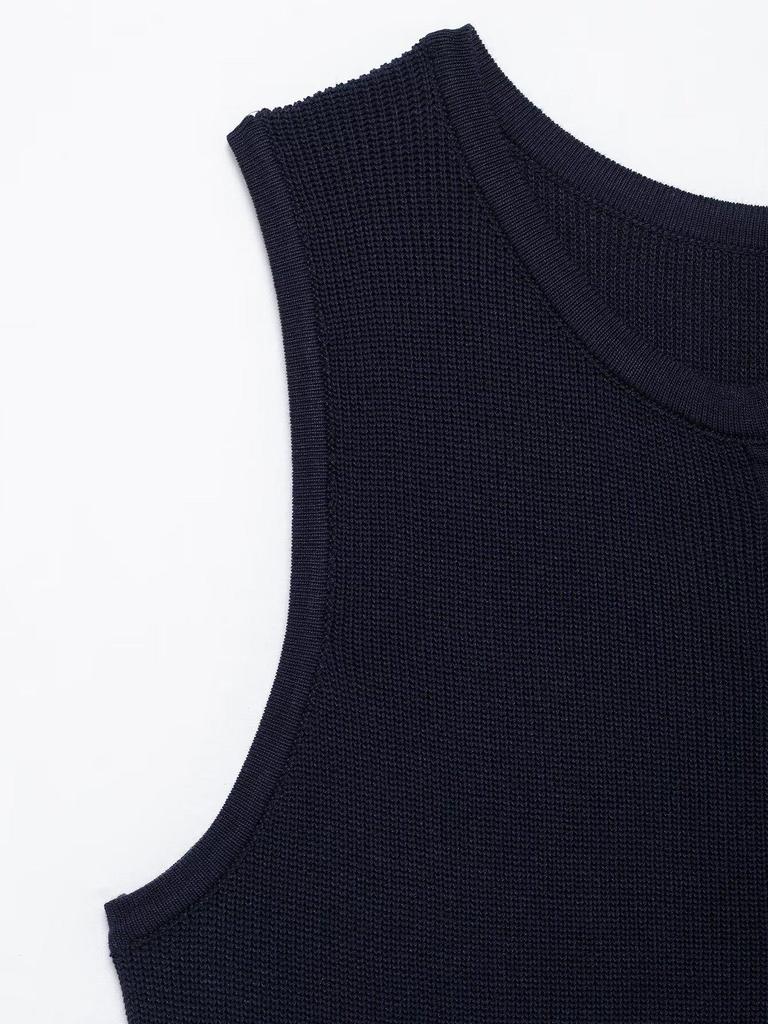 2025 Spring Women's European & American Slim Knit Sleeveless Single-Breasted High-Waisted Dress