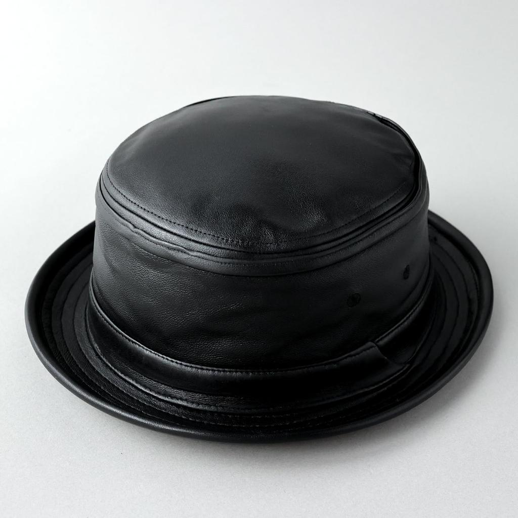 Reck Hatter Γνήσιο Δέρμα Αρνιού Καπέλο Pork Pie για Άνδρες Χειμώνα, RH-326, Μαύρο, Άνοιξη, Φθινόπωρο,