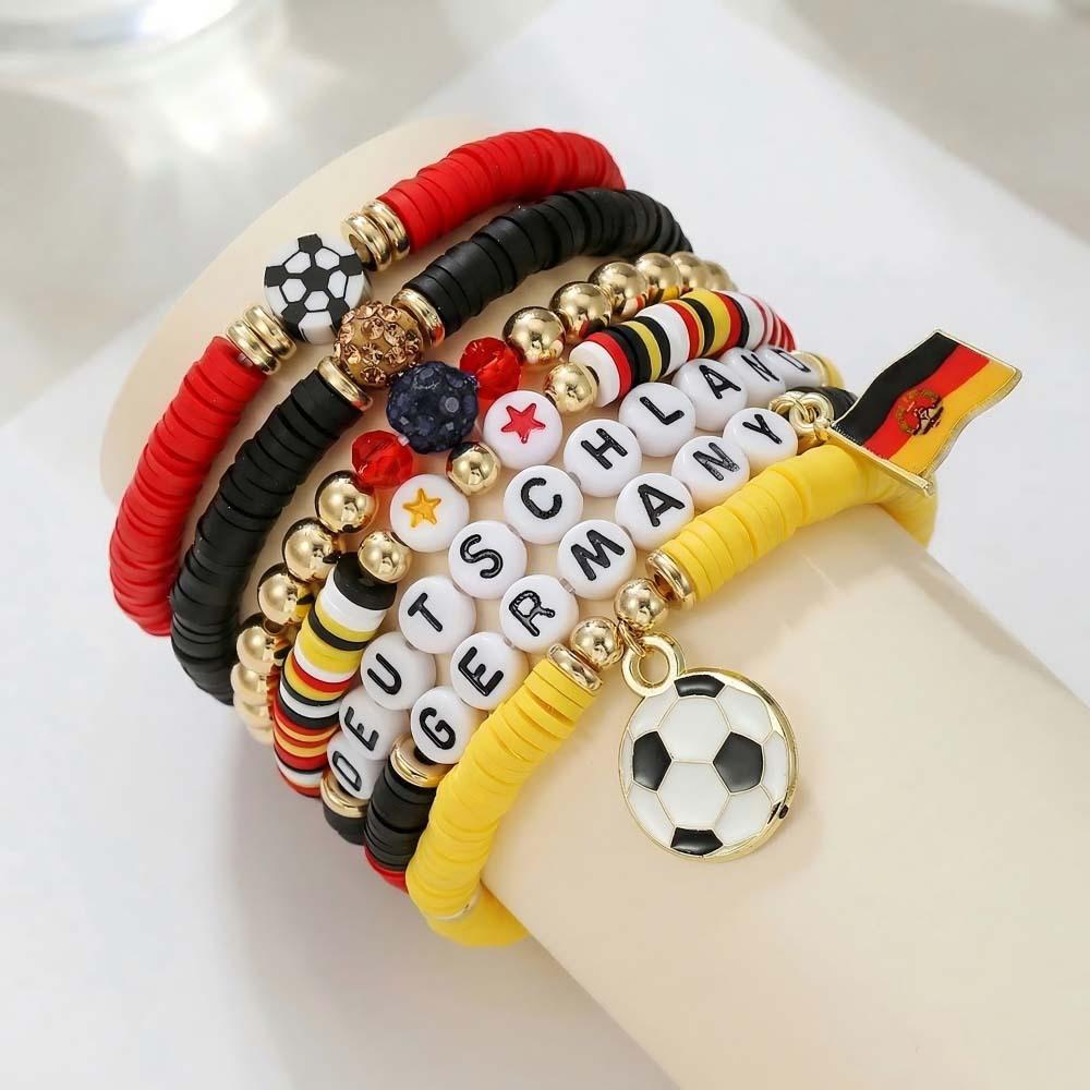 World Cup-themed explosive bracelet set, English alphabet beaded national flag alloy pendant jewelry