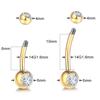 1 PZ Titanio G23 14G Oro Anelli Ombelico Piercing Ombelico Piercing Ombelico Gemma CZ 6/8/10/12mm Barra Piercing Ombelico Gioielli Sexy